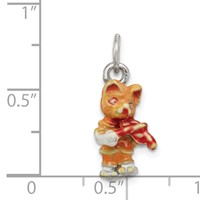 Silver Enamel Cat Playing the Violin Charm view 3
