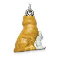 Silver Enamel Mom & Kitten Cat Charm view 4