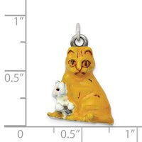 Silver Enamel Mom & Kitten Cat Charm view 3