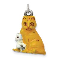 Silver Enamel Mom & Kitten Cat Charm view 1