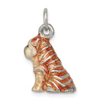 Sterling Silver Enameled Shar Pei Charm view 1