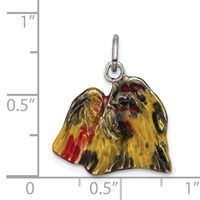 Sterling Silver Enameled Profile Shih Tzu Charm view 3