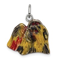 Sterling Silver Enameled Profile Shih Tzu Charm view 1