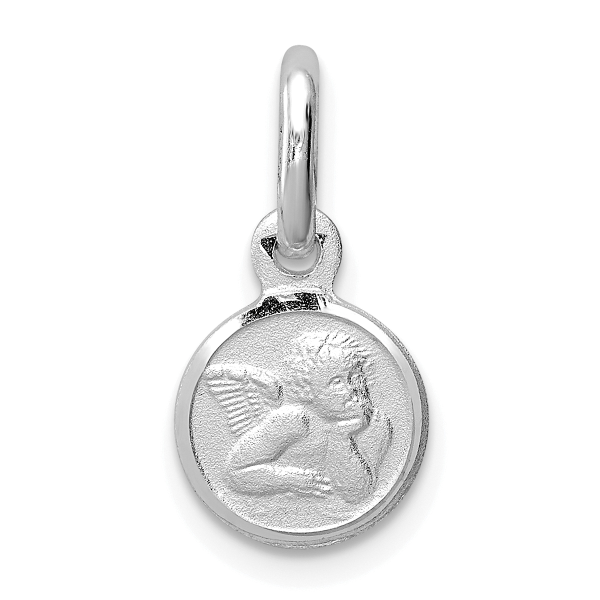 Sterling Silver Rhodium-plated Satin Angel Charm (QC641)