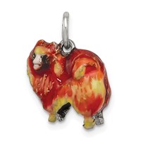 Sterling Silver Enameled Pekingese Charm view 1