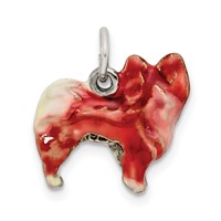 Sterling Silver Enameled Small Pomeranian Charm view 4