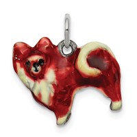 Sterling Silver Enameled Small Pomeranian Charm view 1