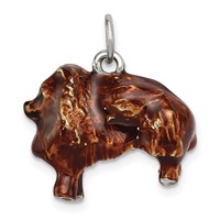 Sterling Silver Enameled Large Pomeranian Charm view 1