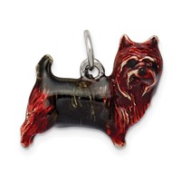 Sterling Silver Enameled Brown & Sable Cairn Terrier Charm view 1