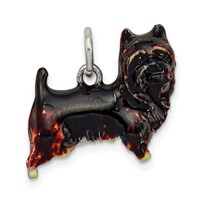 Sterling Silver Enameled Brown & Black Cairn Terrier Charm view 1