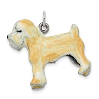 Silver Enamel Soft Coated Wheaton Terrier Charm view 1