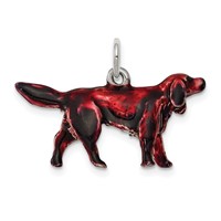 Sterling Silver Enameled Small Irish Setter Charm view 1