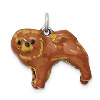 Sterling Silver Enameled Chow Dog Charm view 1