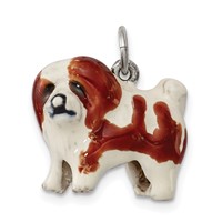 Sterling Silver Enameled Coton De Tulear Charm view 1