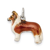 Sterling Silver Enameled Small Collie Charm view 4