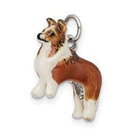 Sterling Silver Enameled Small Collie Charm view 5