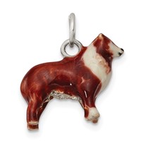 Sterling Silver Enameled Small Collie Charm view 1
