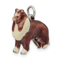 Sterling Silver Enameled Collie Charm view 5
