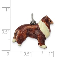 Sterling Silver Enameled Collie Charm view 3