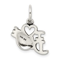 Sterling Silver Antiqued I Love Dance Charm view 4