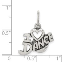 Sterling Silver Antiqued I Love Dance Charm view 3