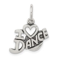 Sterling Silver Antiqued I Love Dance Charm view 1