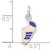 Sterling Silver Purple & White Enameled Sneaker Charm view 3