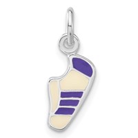 Sterling Silver Purple & White Enameled Sneaker Charm view 1