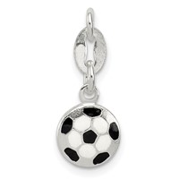 Sterling Silver Enameled Soccer Ball Charm view 1
