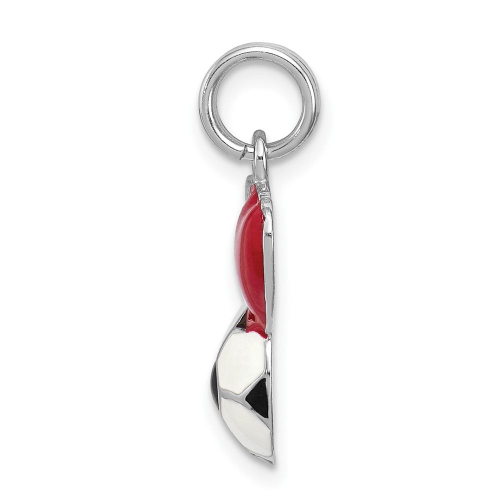 Sterling Silver Rhodium-platedEnamel I Heart Soccer Ball Charm (QC6478)