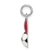 Sterling Silver Rhodium-platedEnamel I Heart Soccer Ball Charm view 2