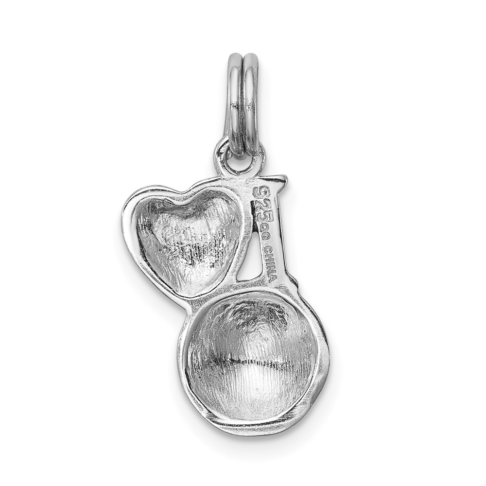 Sterling Silver Rhodium-platedEnamel I Heart Soccer Ball Charm (QC6478)