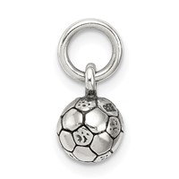 Sterling Silver Antiqued Soccer Ball Char view 2