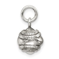 Sterling Silver 3D Antiqued Baseball Charm view 2
