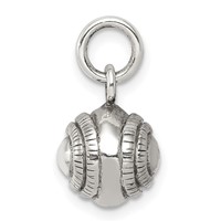 Sterling Silver 3D Antiqued Baseball Charm view 4
