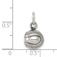Sterling Silver 3D Antiqued Baseball Charm view 3