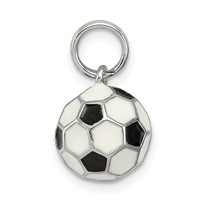 Sterling Silver Rhodium-plated and Enameled Soccer Ball Charm view 2