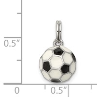 Sterling Silver Rhodium-plated and Enameled Soccer Ball Charm view 3