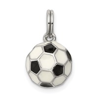 Sterling Silver Rhodium-plated and Enameled Soccer Ball Charm view 1
