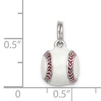 Sterling Silver Rhodium-plated 3D Enamel Baseball Charm view 3