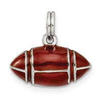 Sterling Silver Rhodium-plated and Brown Enameled 3D Football Charm view 4