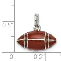 Sterling Silver Rhodium-plated and Brown Enameled 3D Football Charm view 3