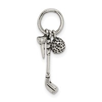 Sterling Silver Antiqued Golfer's Charm view 4