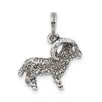 Sterling Silver Antiqued Aries Zodiac Pendant view 4