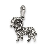 Sterling Silver Antiqued Aries Zodiac Pendant view 5