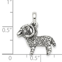 Sterling Silver Antiqued Aries Zodiac Pendant view 3