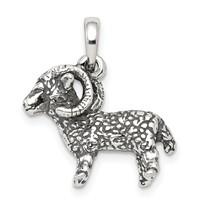 Sterling Silver Antiqued Aries Zodiac Pendant view 1