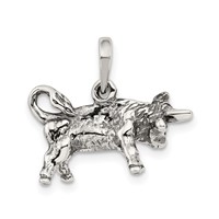 Sterling Silver Antiqued Taurus Zodiac Pendant view 4