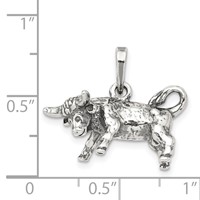 Sterling Silver Antiqued Taurus Zodiac Pendant view 3