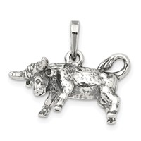 Sterling Silver Antiqued Taurus Zodiac Pendant view 1